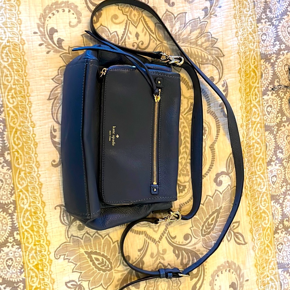Kate Spade blue flap shoulder bag  with zippered pockets